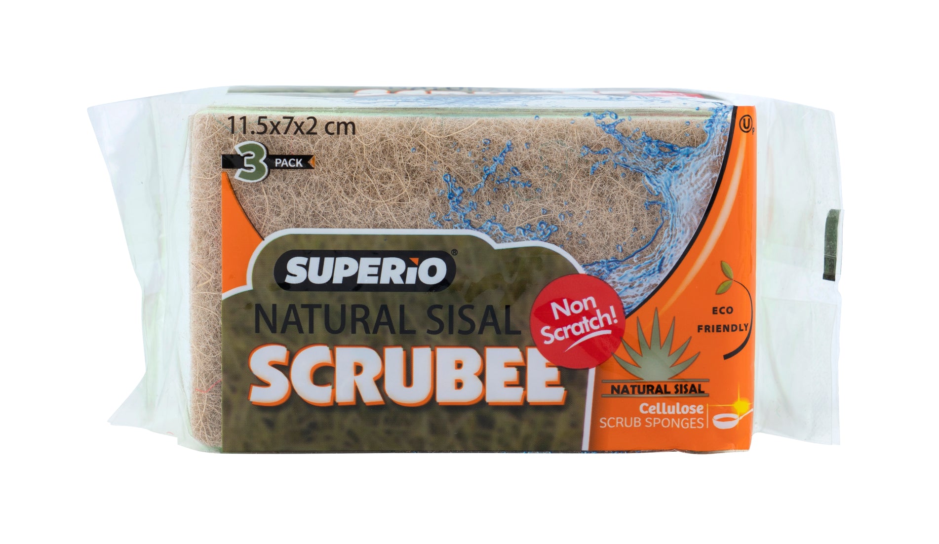 Natural Sisal Scrub sponge, 3-pack