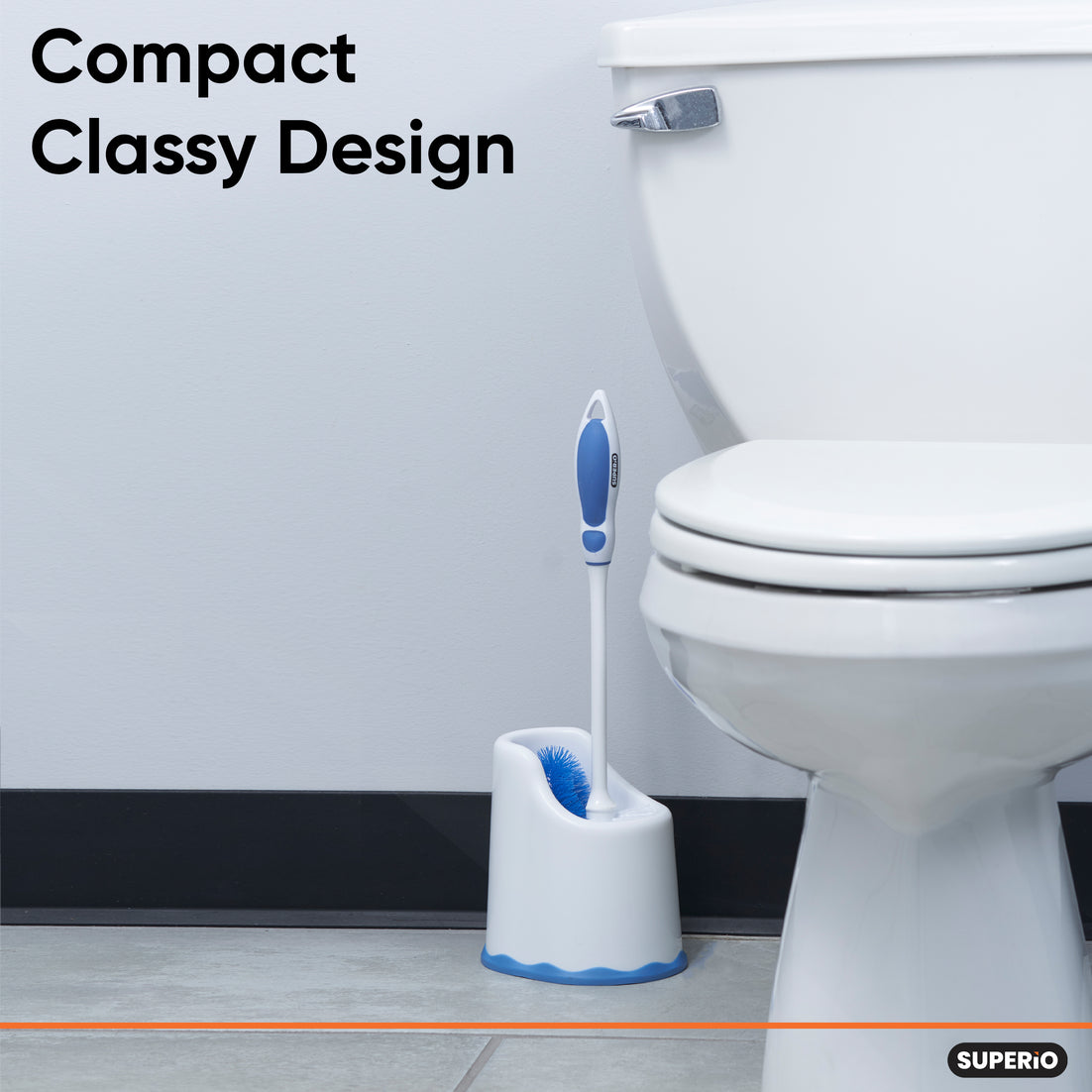 Toilet Brush with Lip and Caddy, Blue