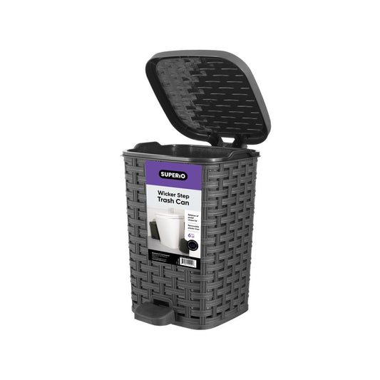 Step-On Trash Can, Wicker Style - Onyx Grey 6 qt