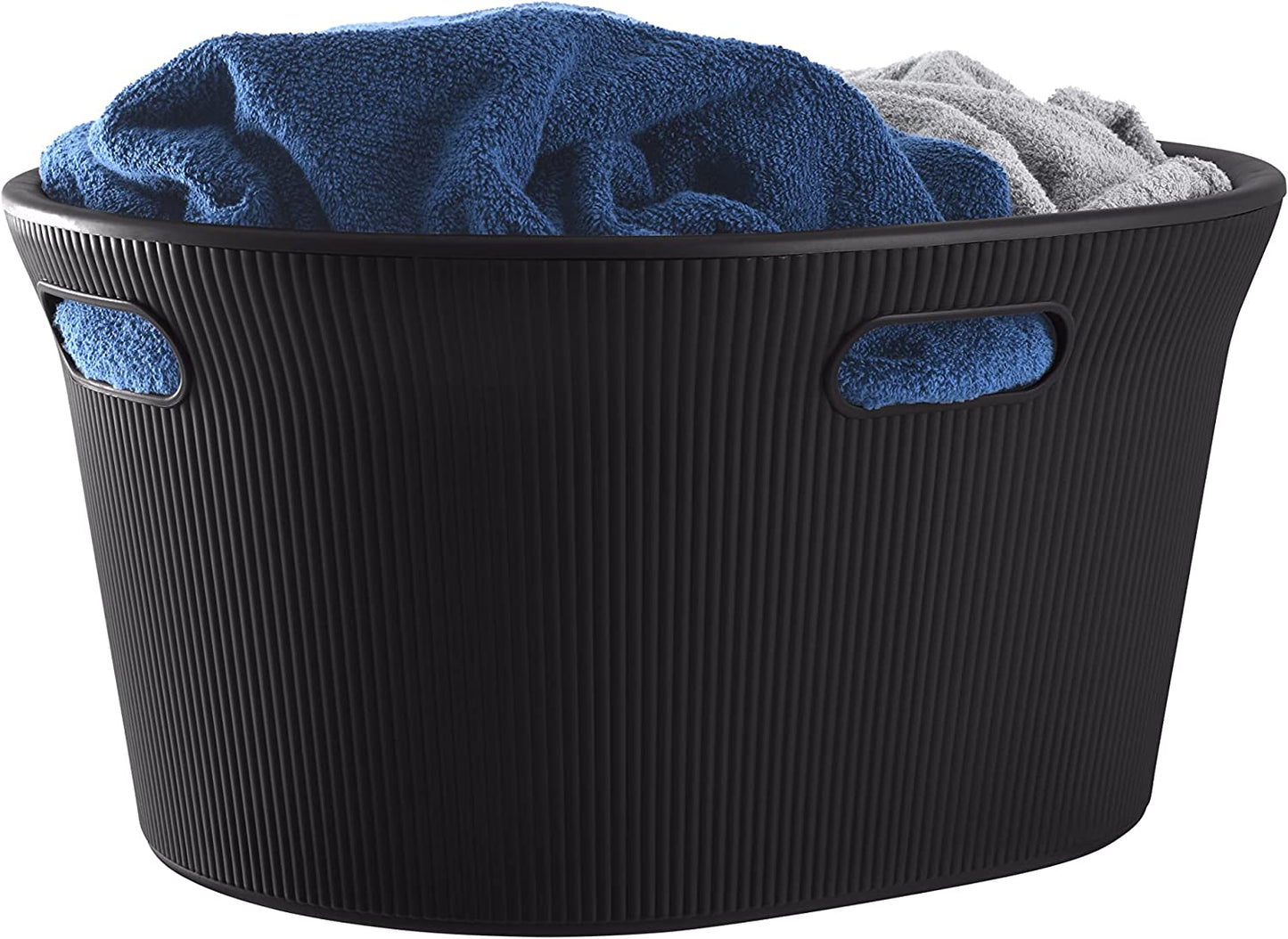 35 Liter Ribbed Laundry Basket Brown