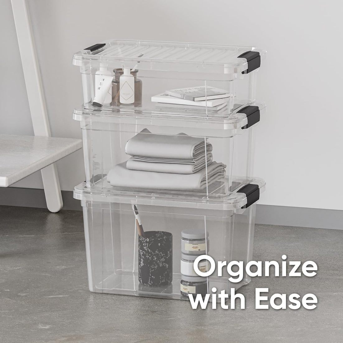 X Deep Clear Storage Box with Lid, 2.4 Quart