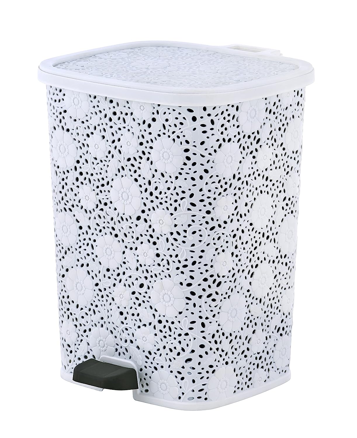 Lace Design Step-On Trash Can, 6 Qt. - White