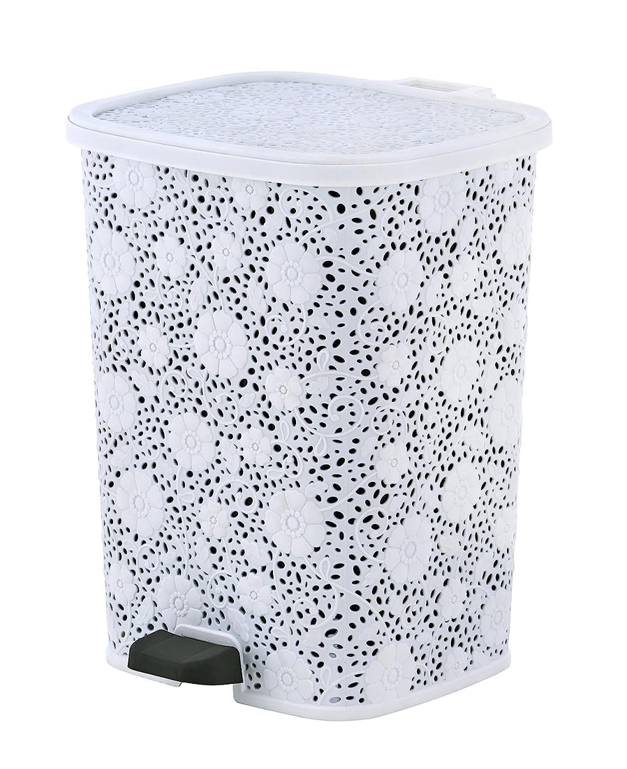 Lace Design Step-On Trash Can, 6 Qt. - White