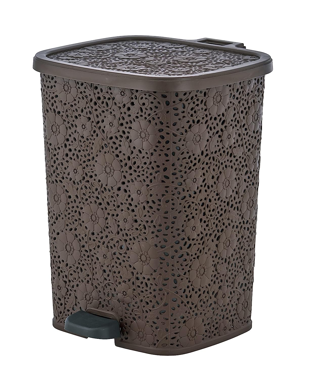 Lace Design Step-On Trash Can, 6 Qt. - Brown