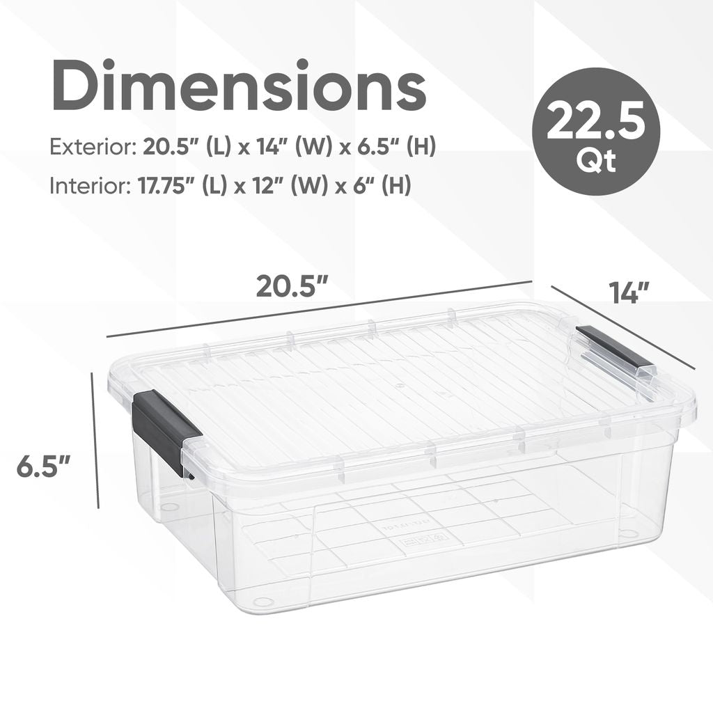 Clear Storage Box with Lid, 22.7 Quart
