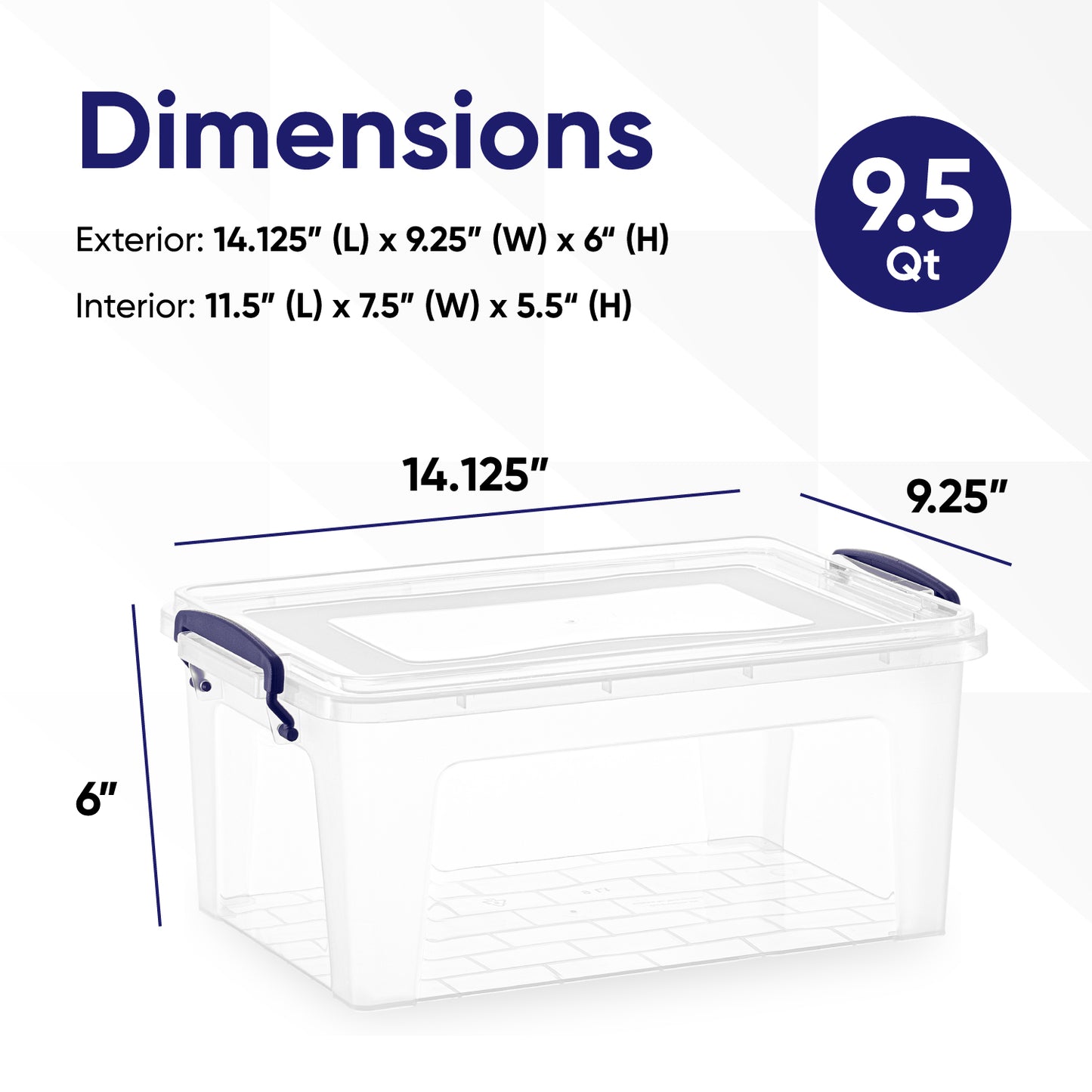 Deep Storage Container (9.5 Qt.), Storage Bin with Lid