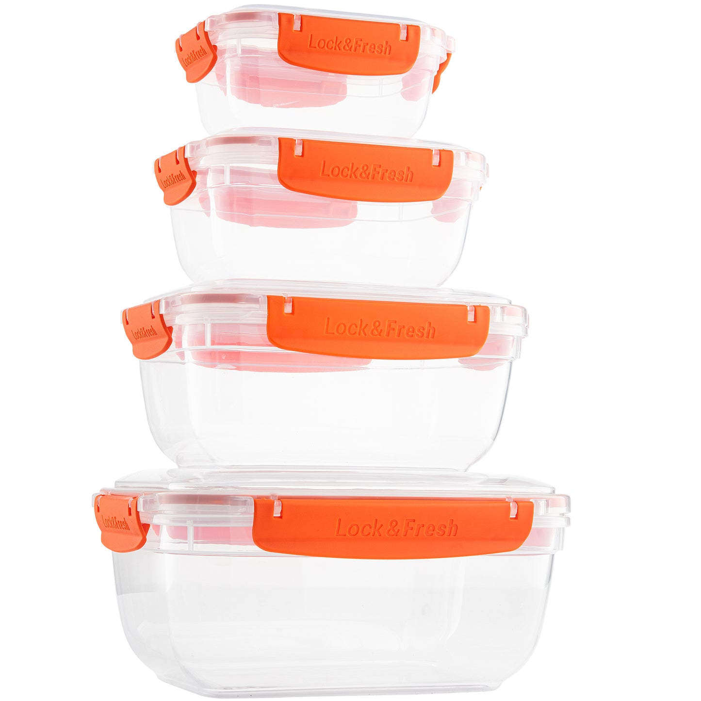 Set of 4 Rectangular Sealed Containers, Orange