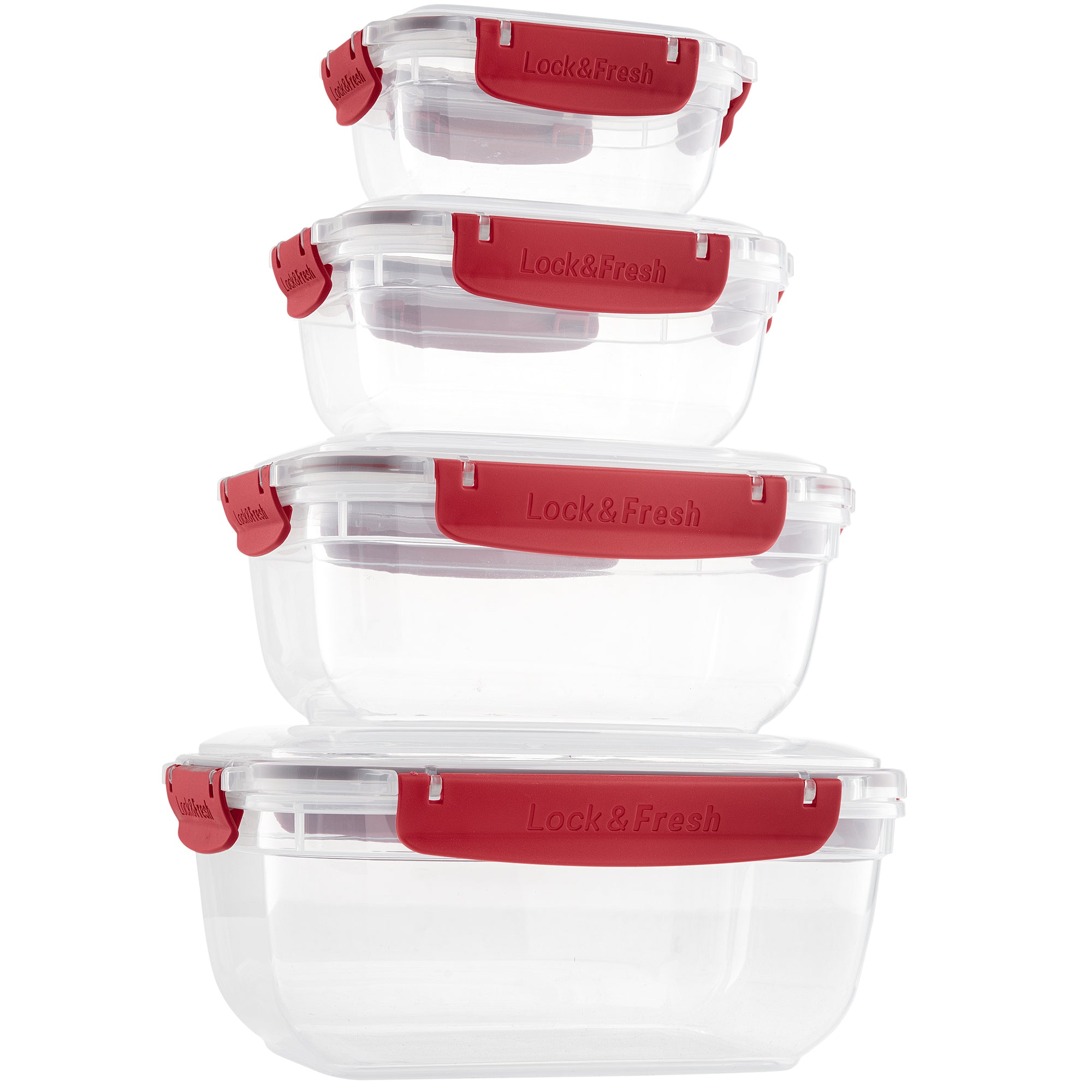 Set of 4 Rectangular Sealed Containers, Red – Superio