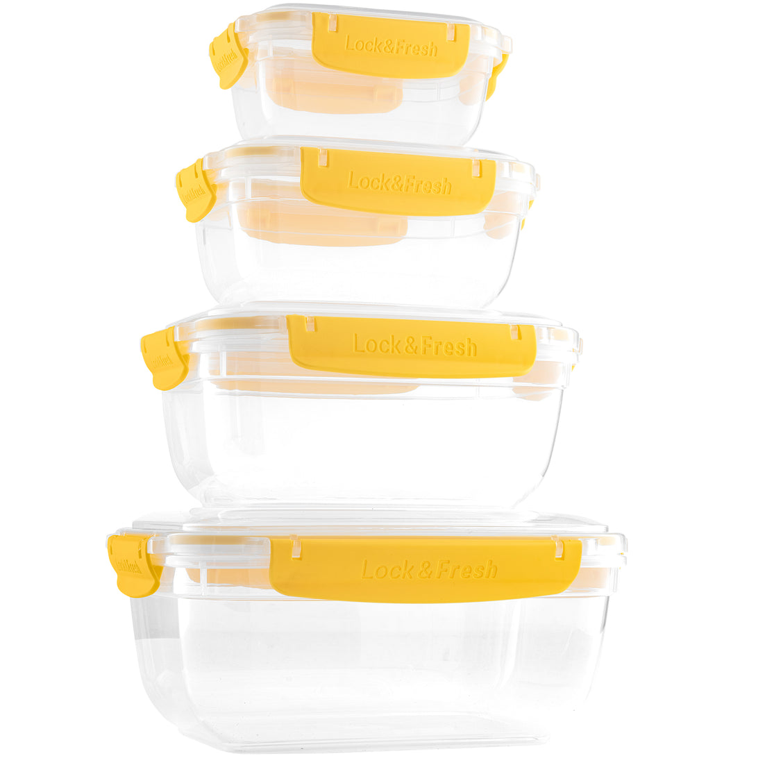Set of 4 Rectangular Sealed Containers, Yellow