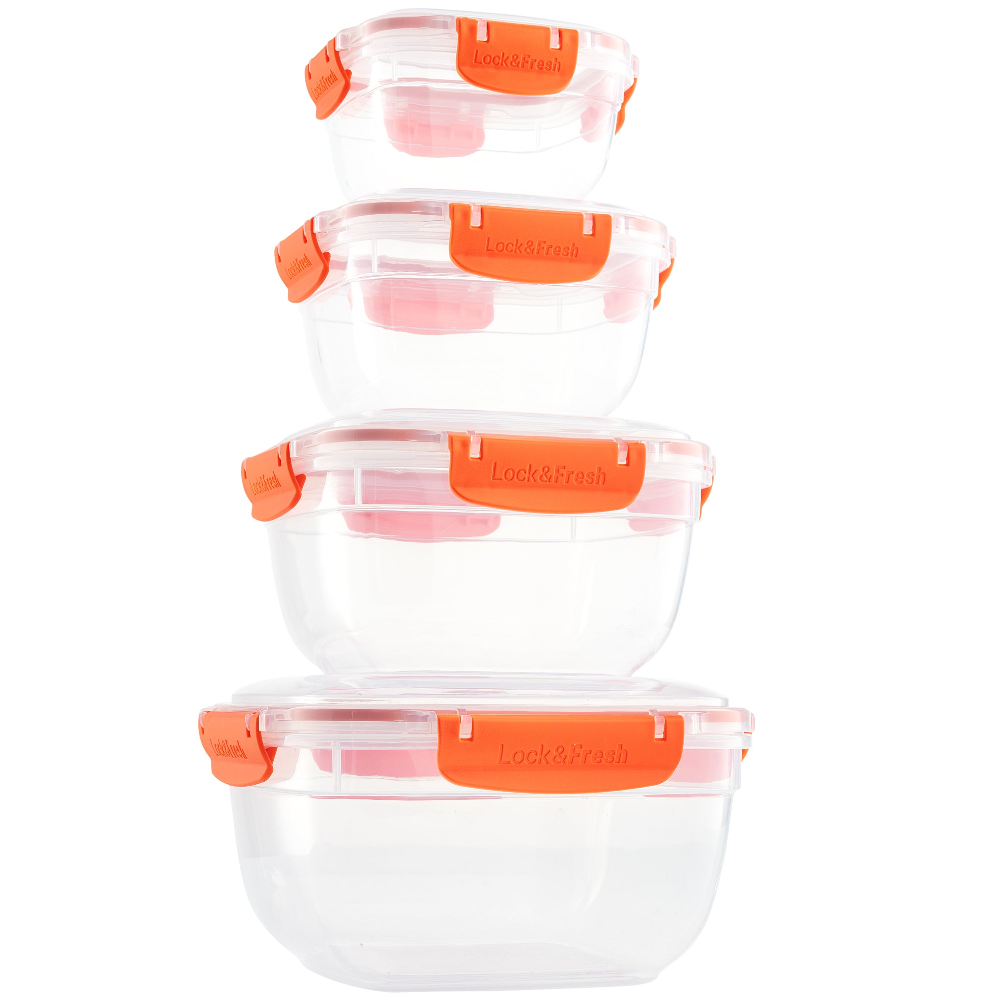 Orange Containers Set of 4 Square Sealed Containers, Orange – Superio