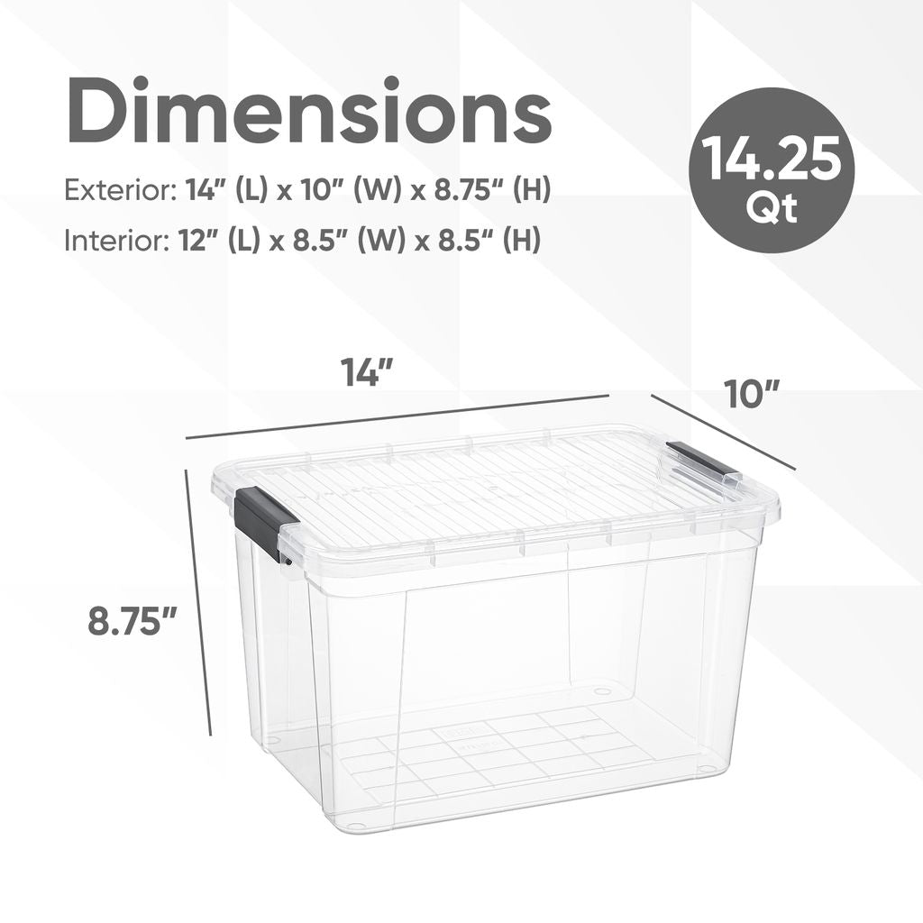 X Deep Clear Storage Box with Lid, 14.7 Quart