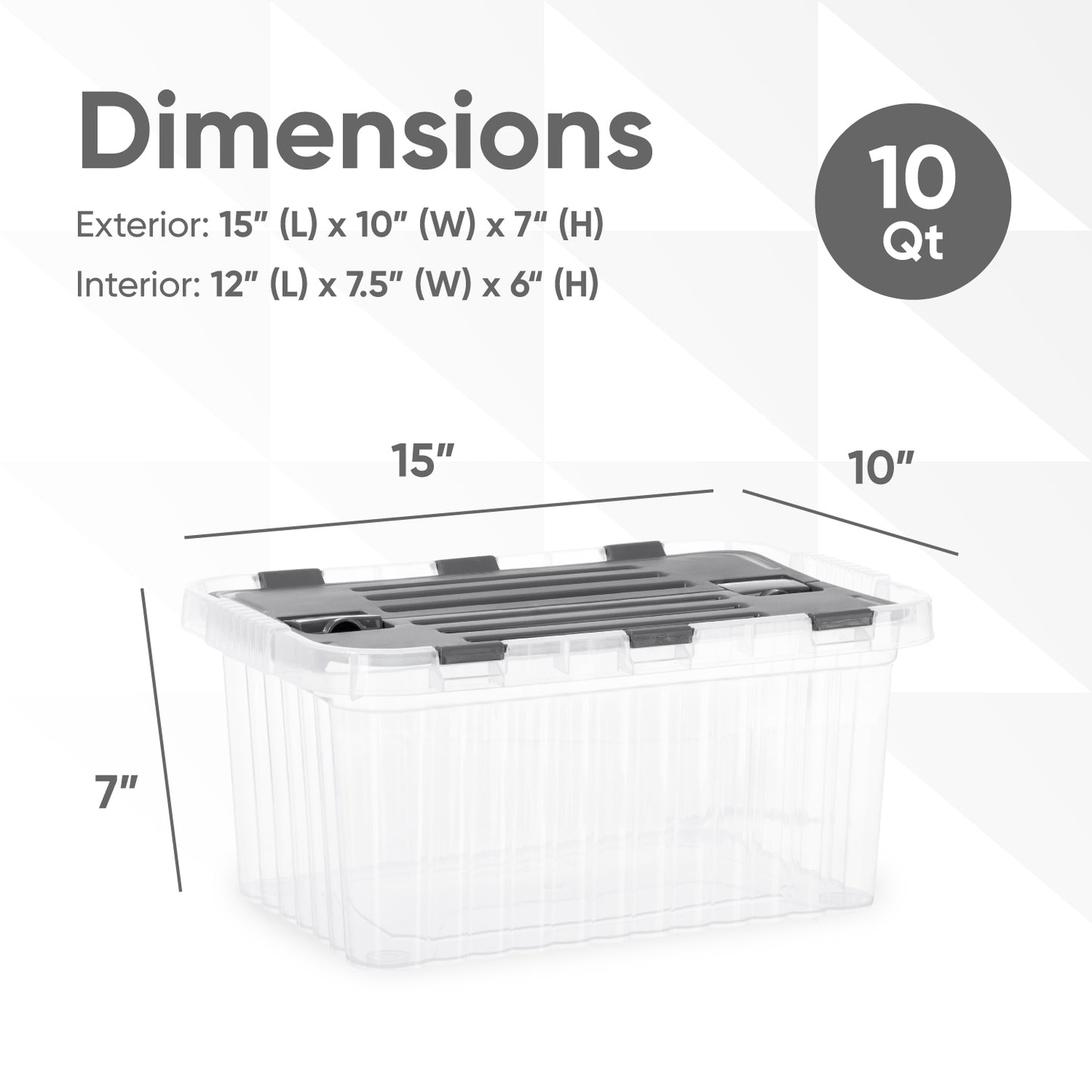 10 L Storage Container with Hinged Lid