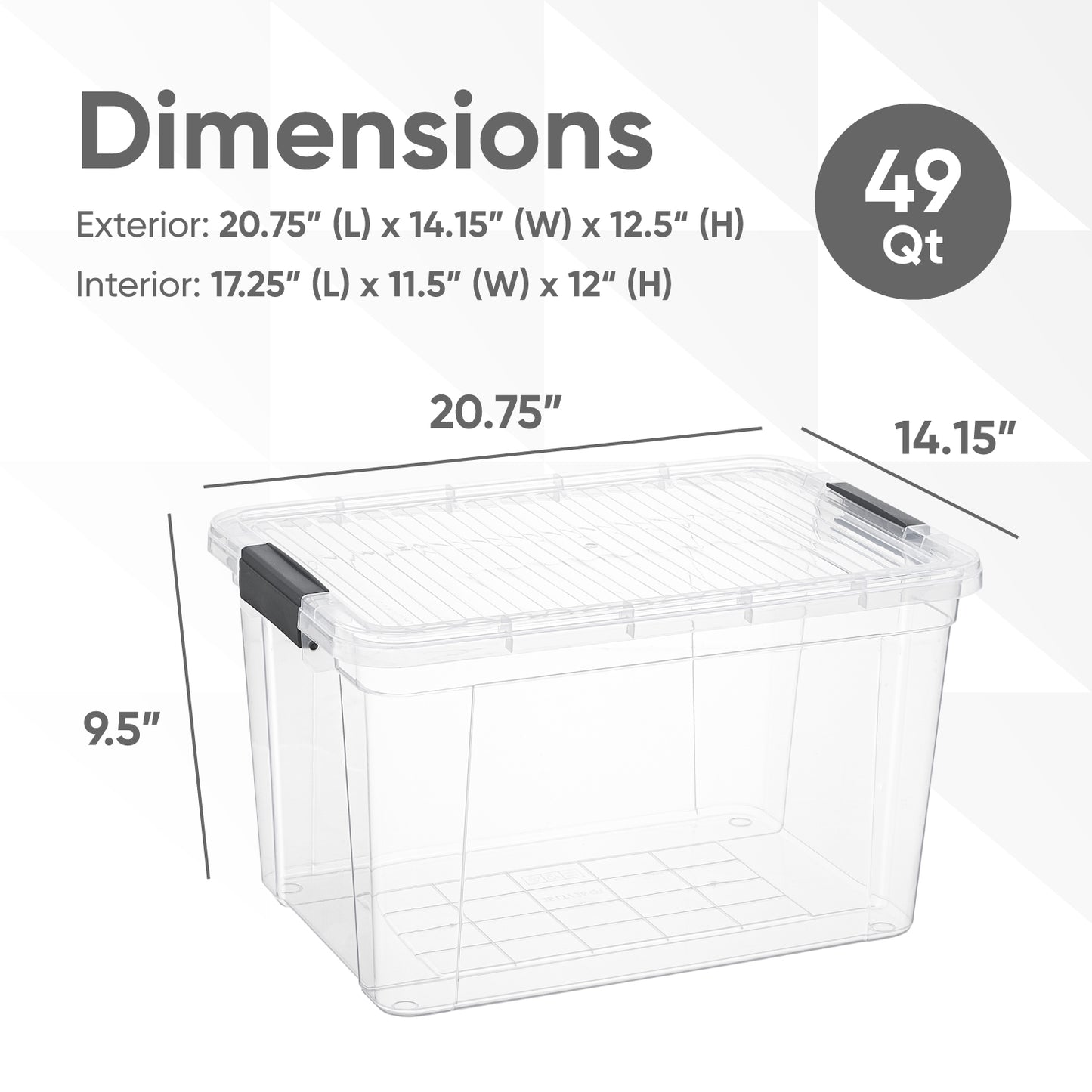 X Deep Clear Storage Box with Lid, 49 Quart