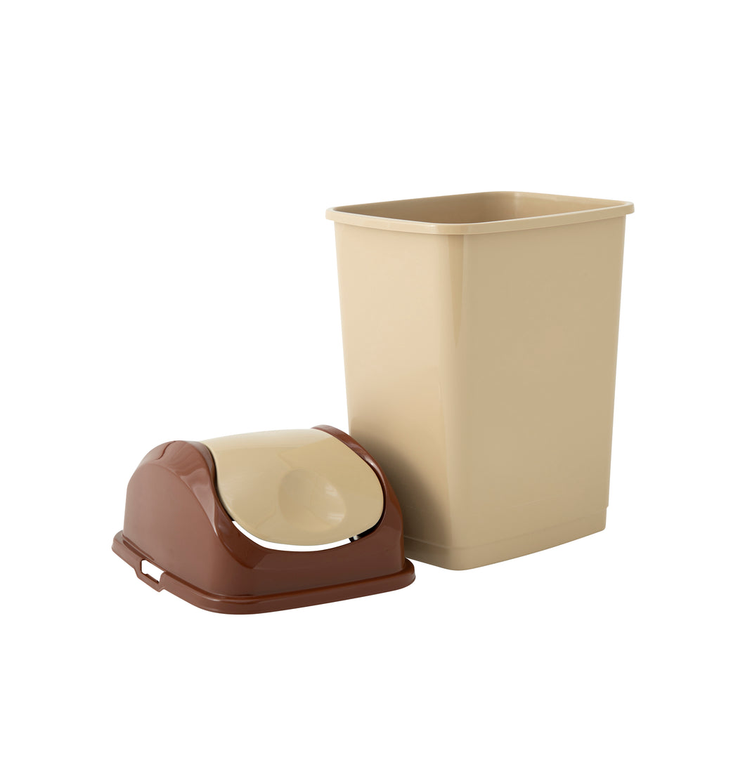 Swing Top Trash Can, 10 Qt - Beige/Brown