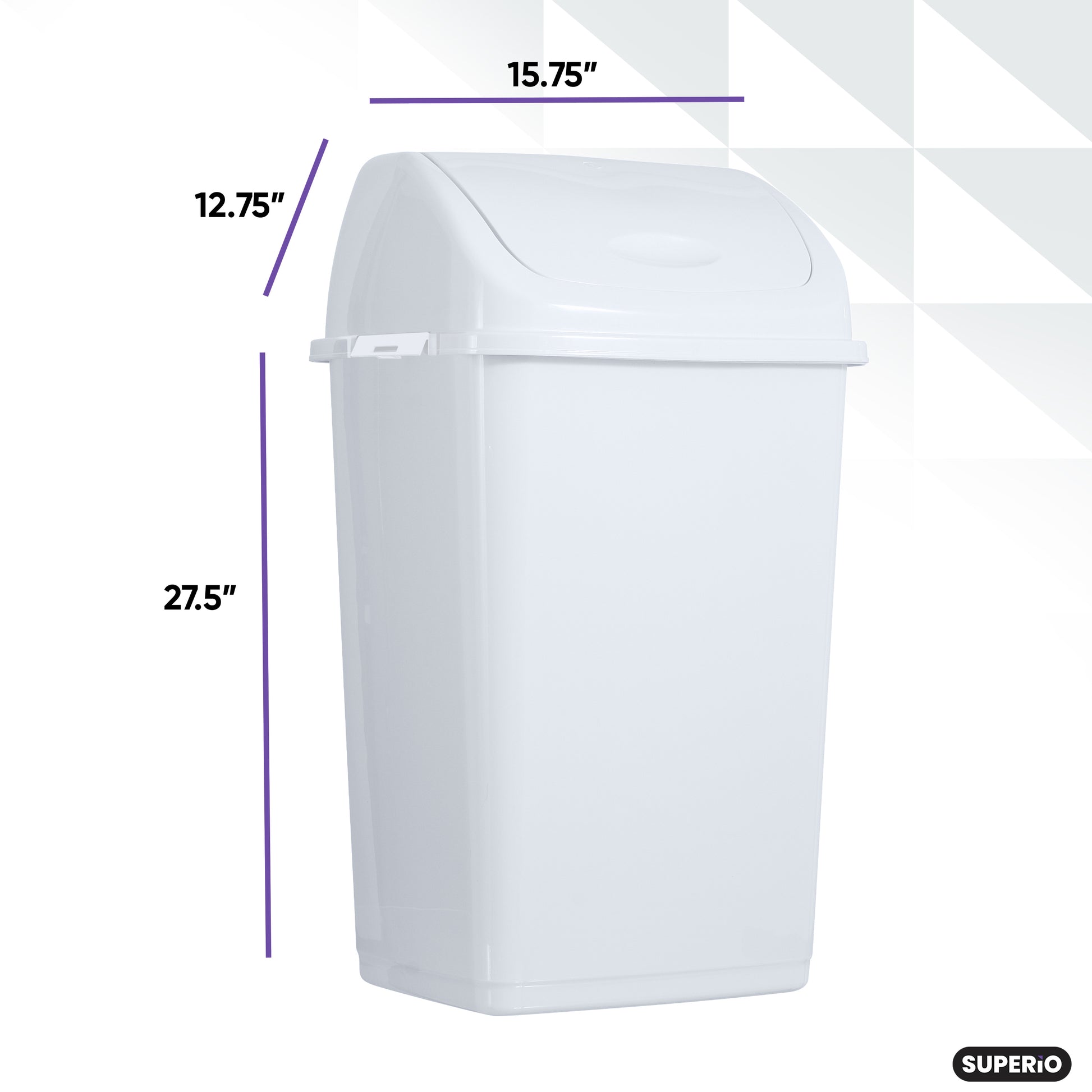 Kitchen Trash Can 13 Gallon with Swing Lid, Plastic Tall Garbage Can Outdoor and Indoor, Large 52 qt Recycle Bin and Waste Basket for Home, Office