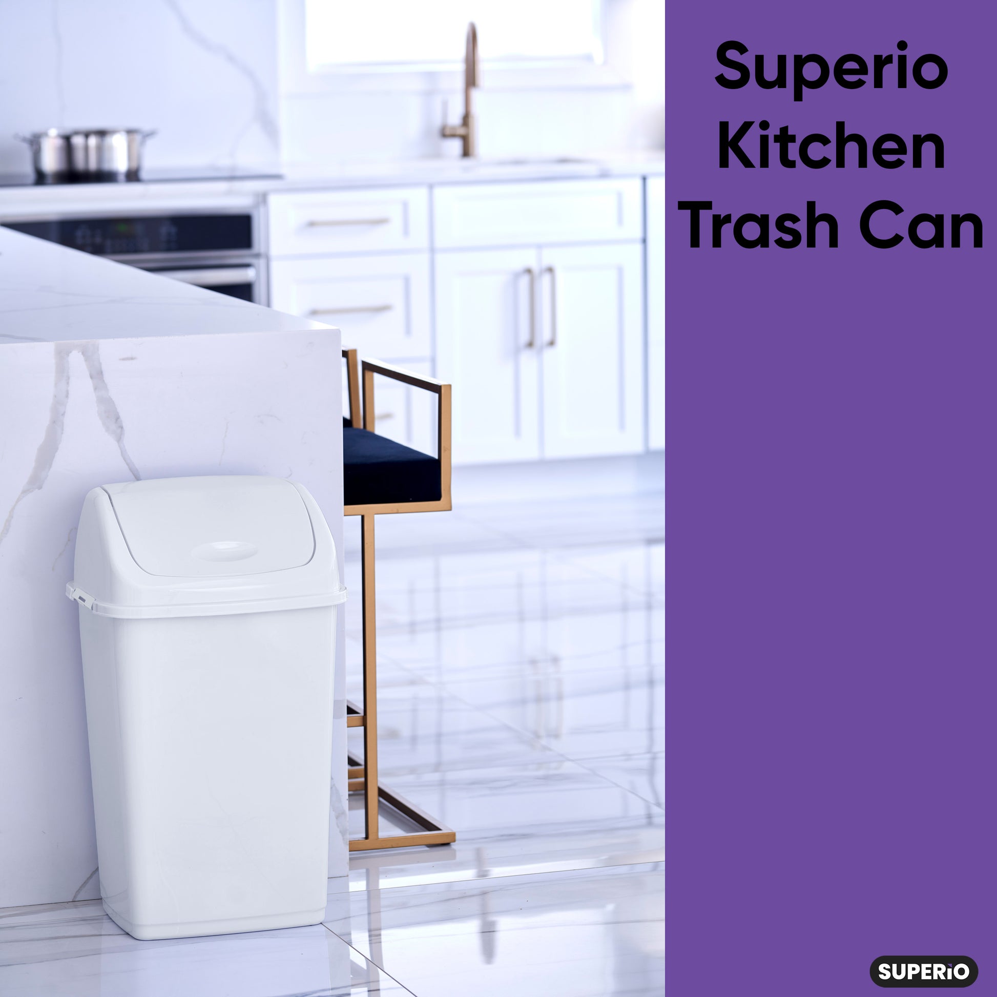 Large Indoor Trash Bin, Swing Top Container