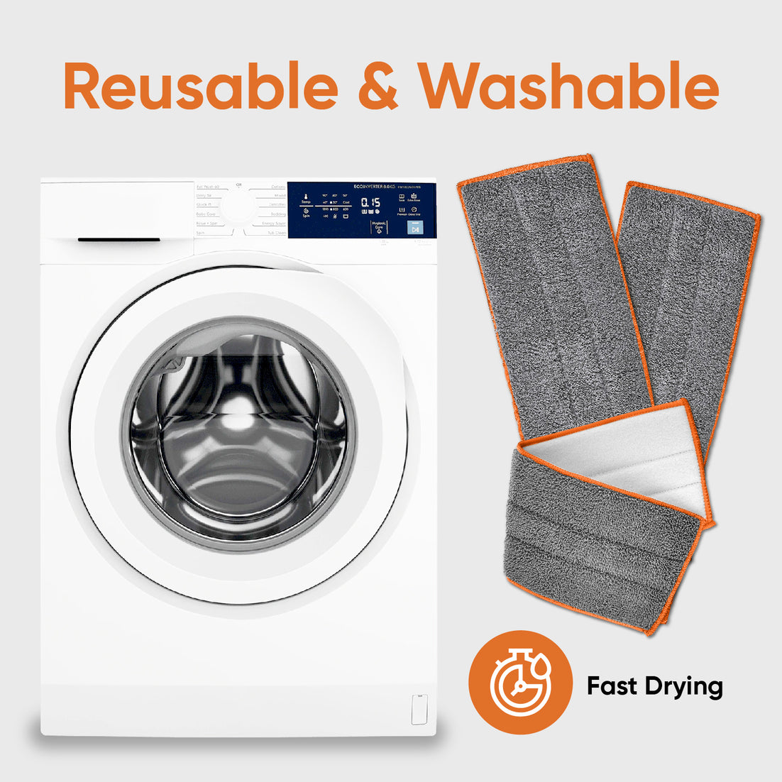 Microfiber Mopping Pad for Flat Mop, Grey