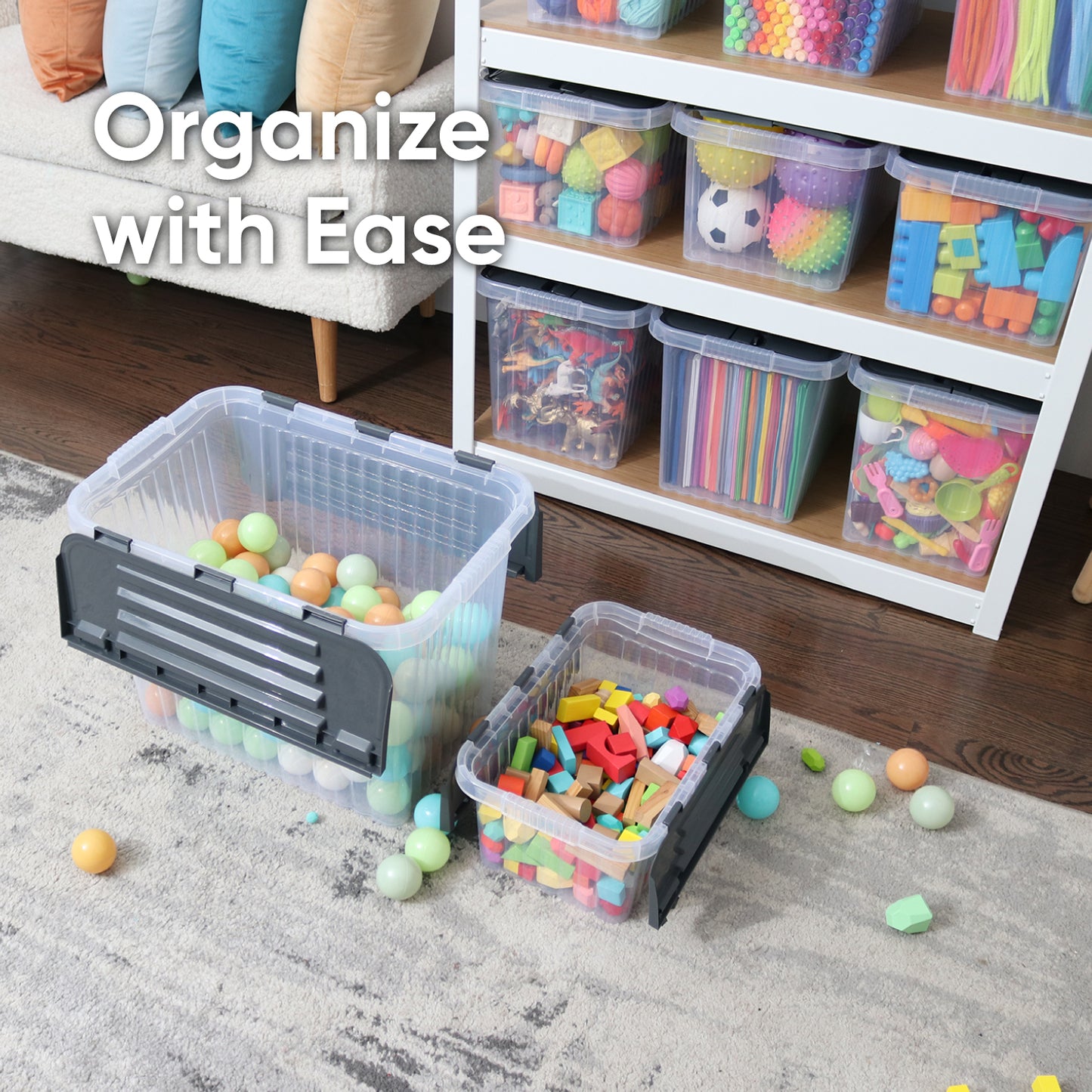 16 L Deep Storage Container with Hinged Lid