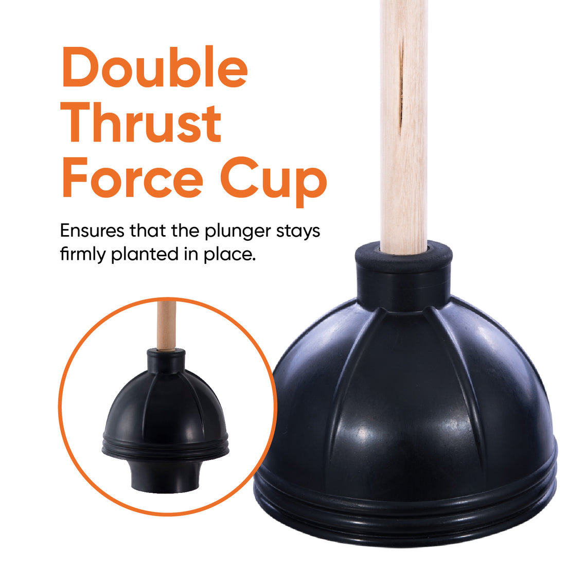 Toilet Plunger - Wooden Handle