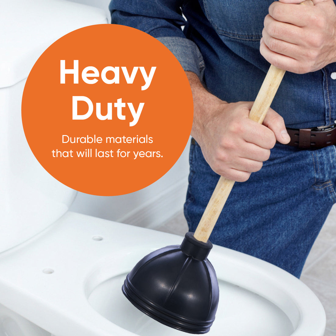 Toilet Plunger - Wooden Handle