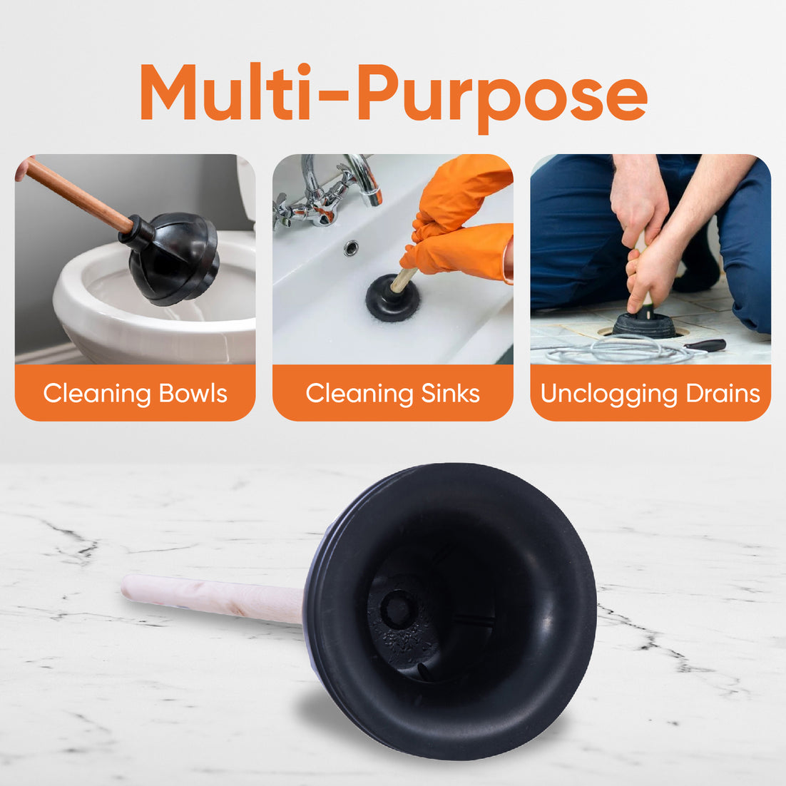 Toilet Plunger - Wooden Handle