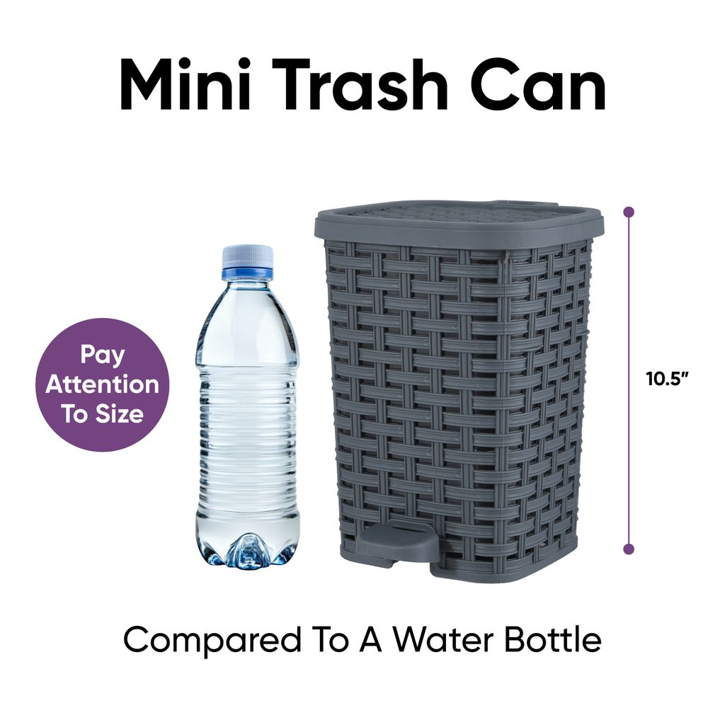 Step-On Trash Can, Wicker Style - Onyx Grey 6 qt