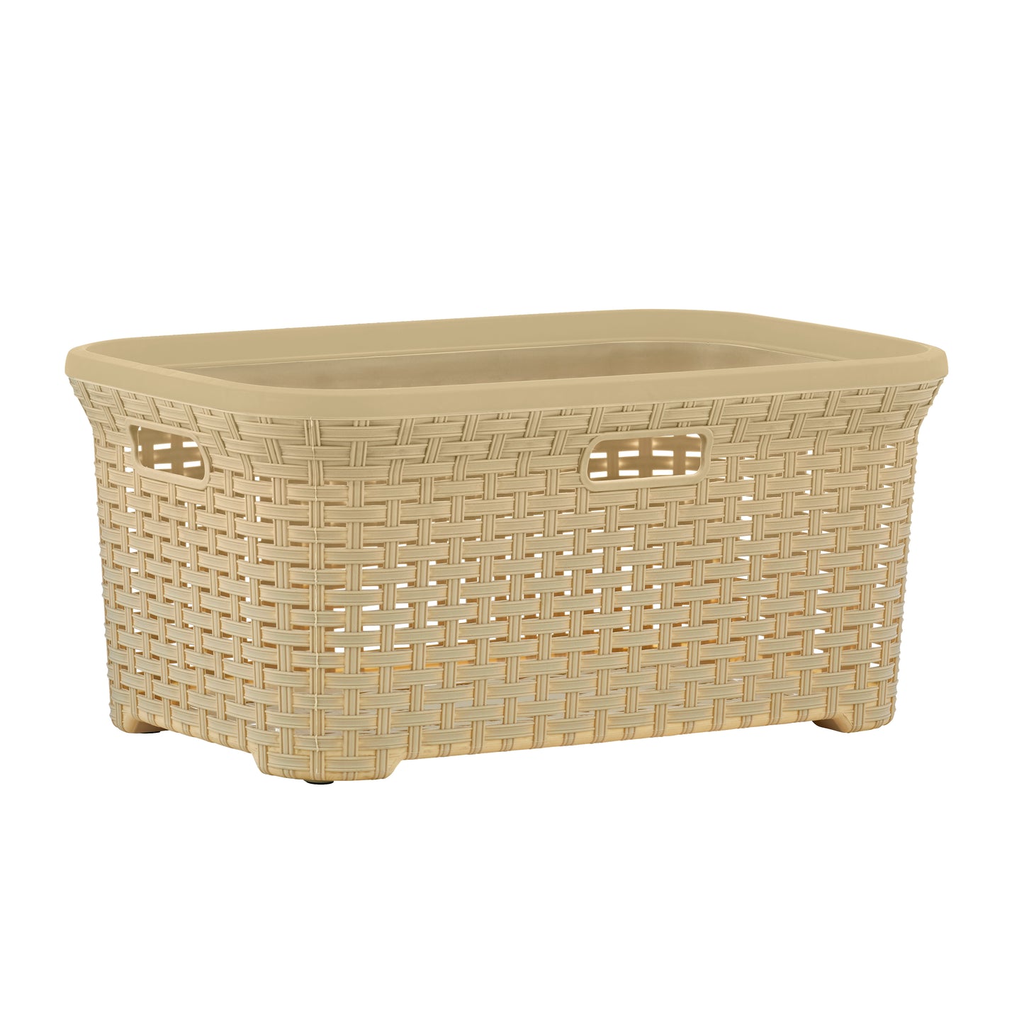 50-liter Wicker Style Laundry Basket with Cutout Handles.