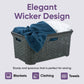 Wicker Style Laundry Basket with Cutout Handles, 50 Liter - Onyx Grey