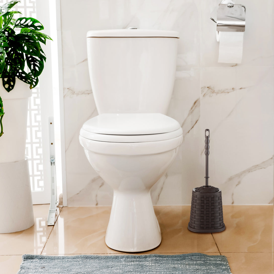 Toilet Bowl Brush, Wicker Style - Root Beer Brown
