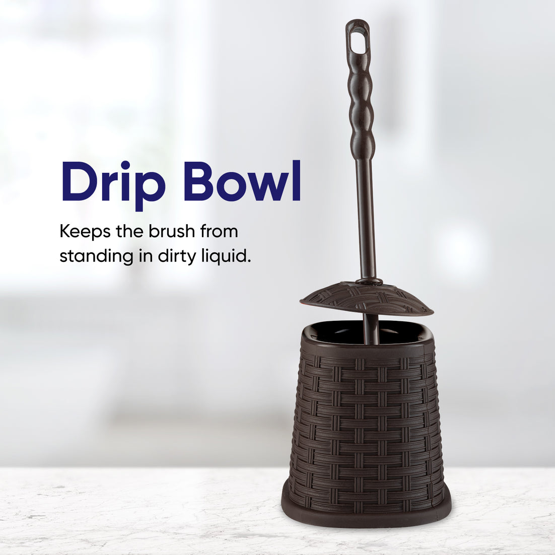 Toilet Bowl Brush, Wicker Style - Root Beer Brown