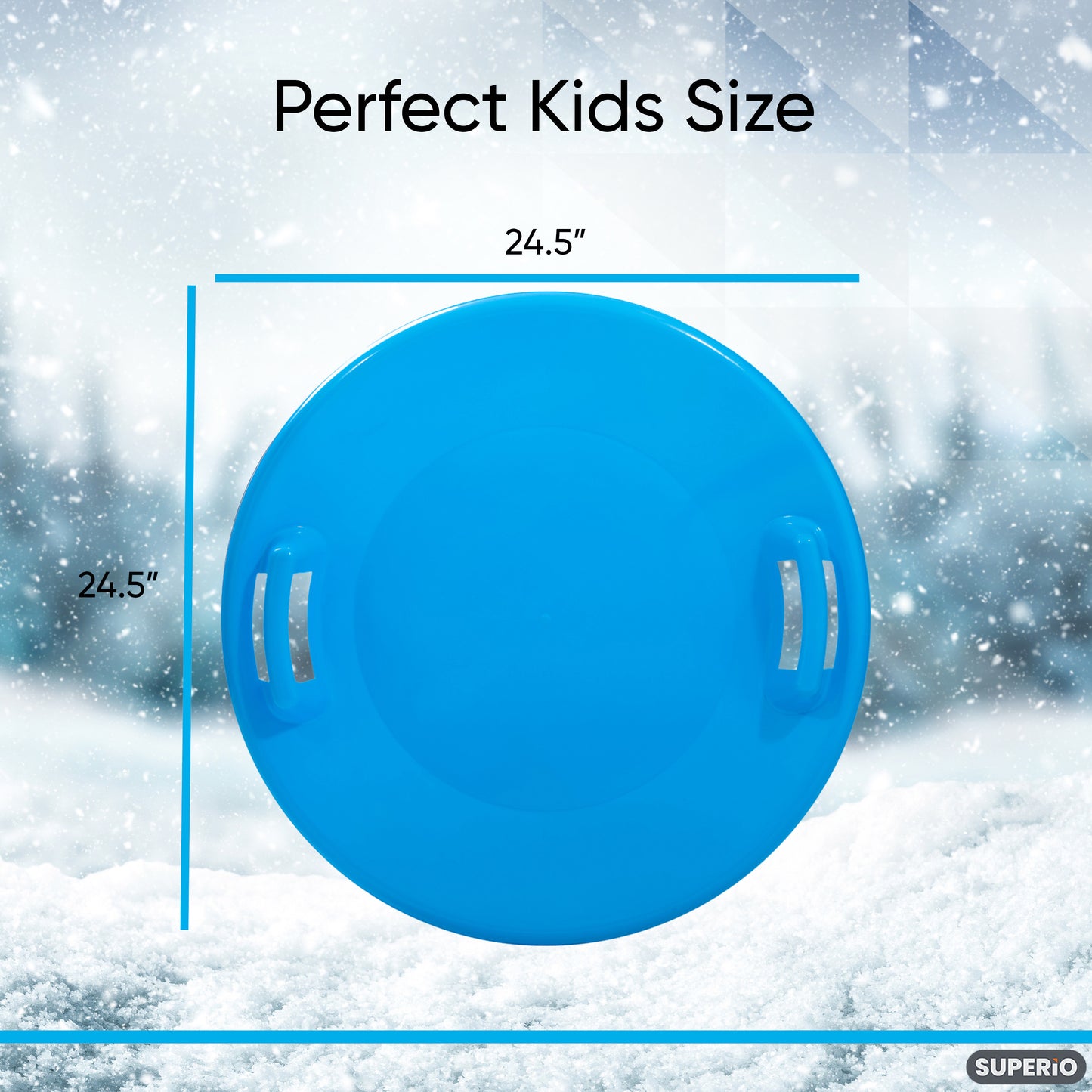 24" Kids Round Snow Sled Blue