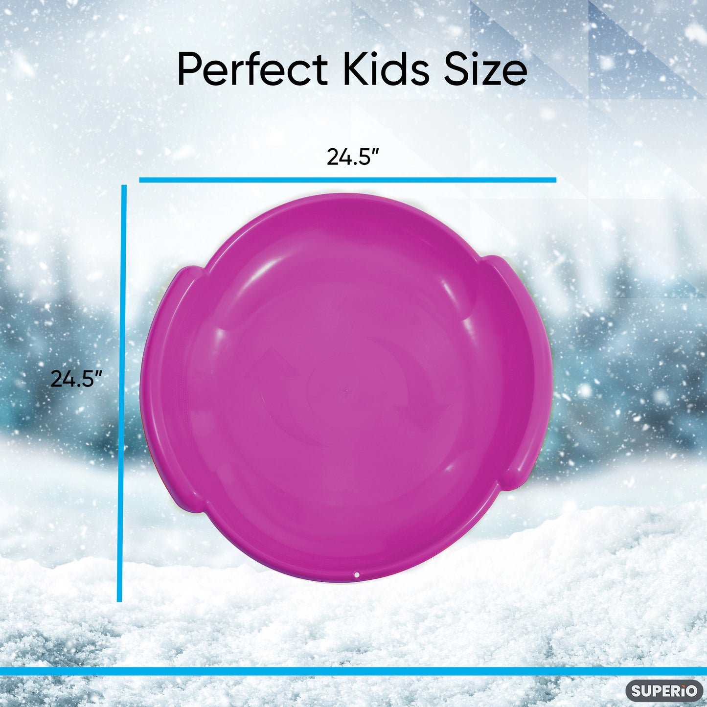 Superio Round Snow Saucer Sled, 24" Fuchsia Pink
