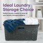 Wicker Style Laundry Basket with Cutout Handles, 50 Liter - Onyx Grey