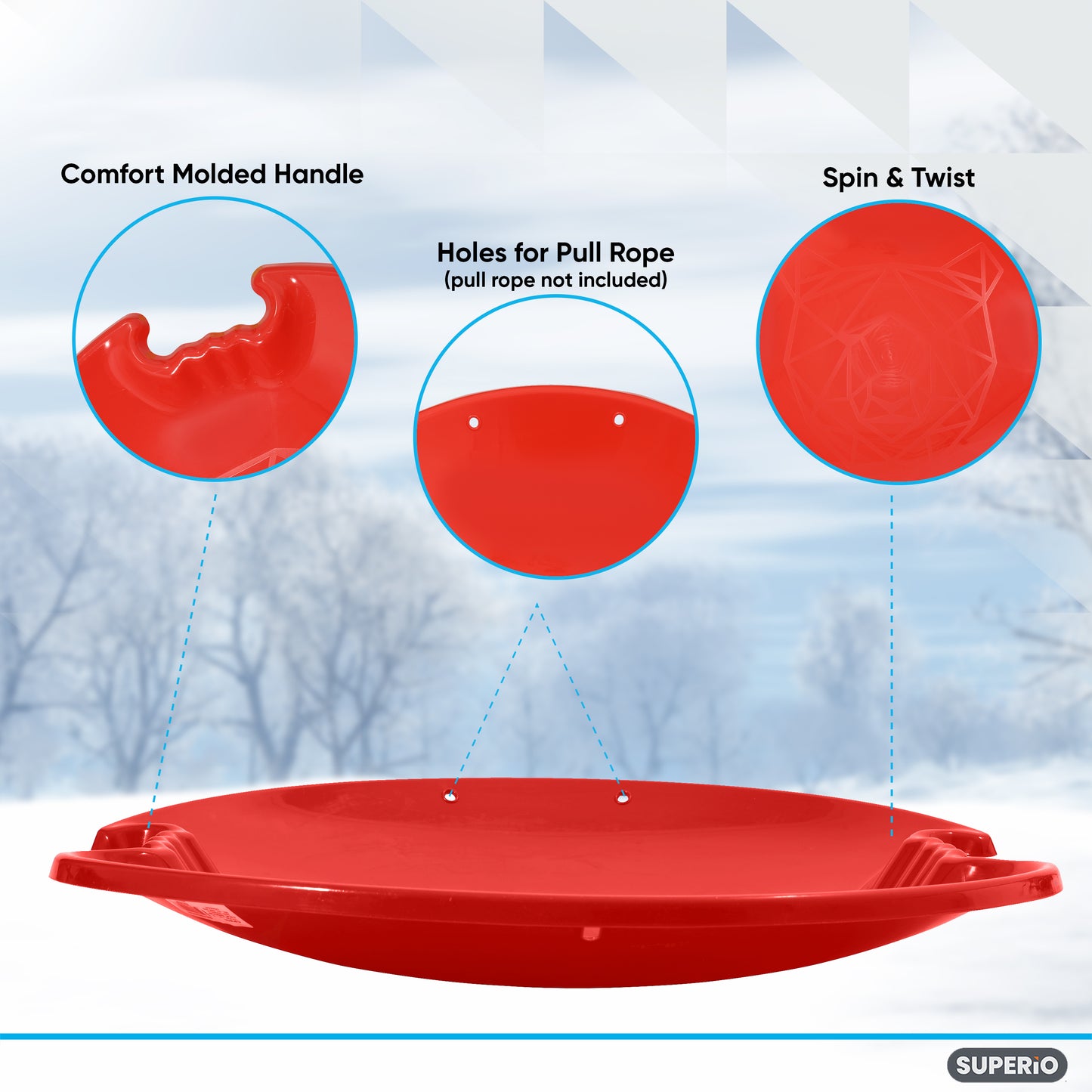 Superio Round Avalanche Snow Saucer Sled 26" Red