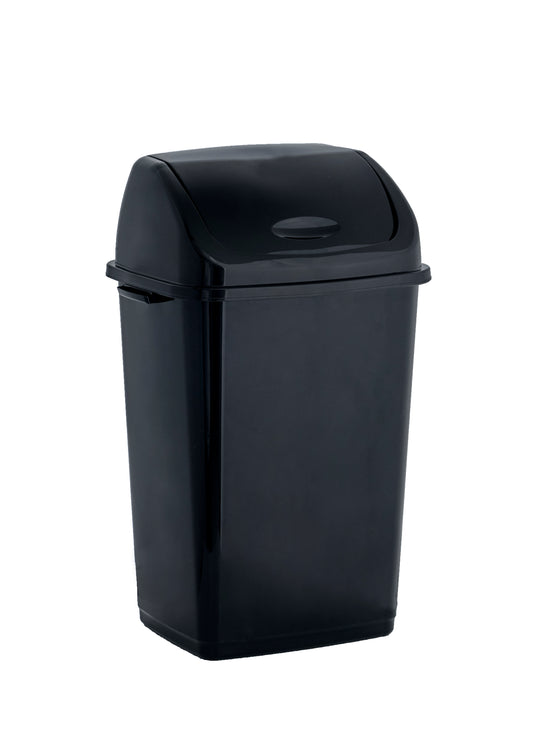 large Swing Top Trash Can, 13 Gal / 52 Qt - Black