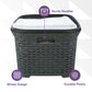 Wicker Style Laundry Basket with Cutout Handles, 50 Liter - Onyx Grey
