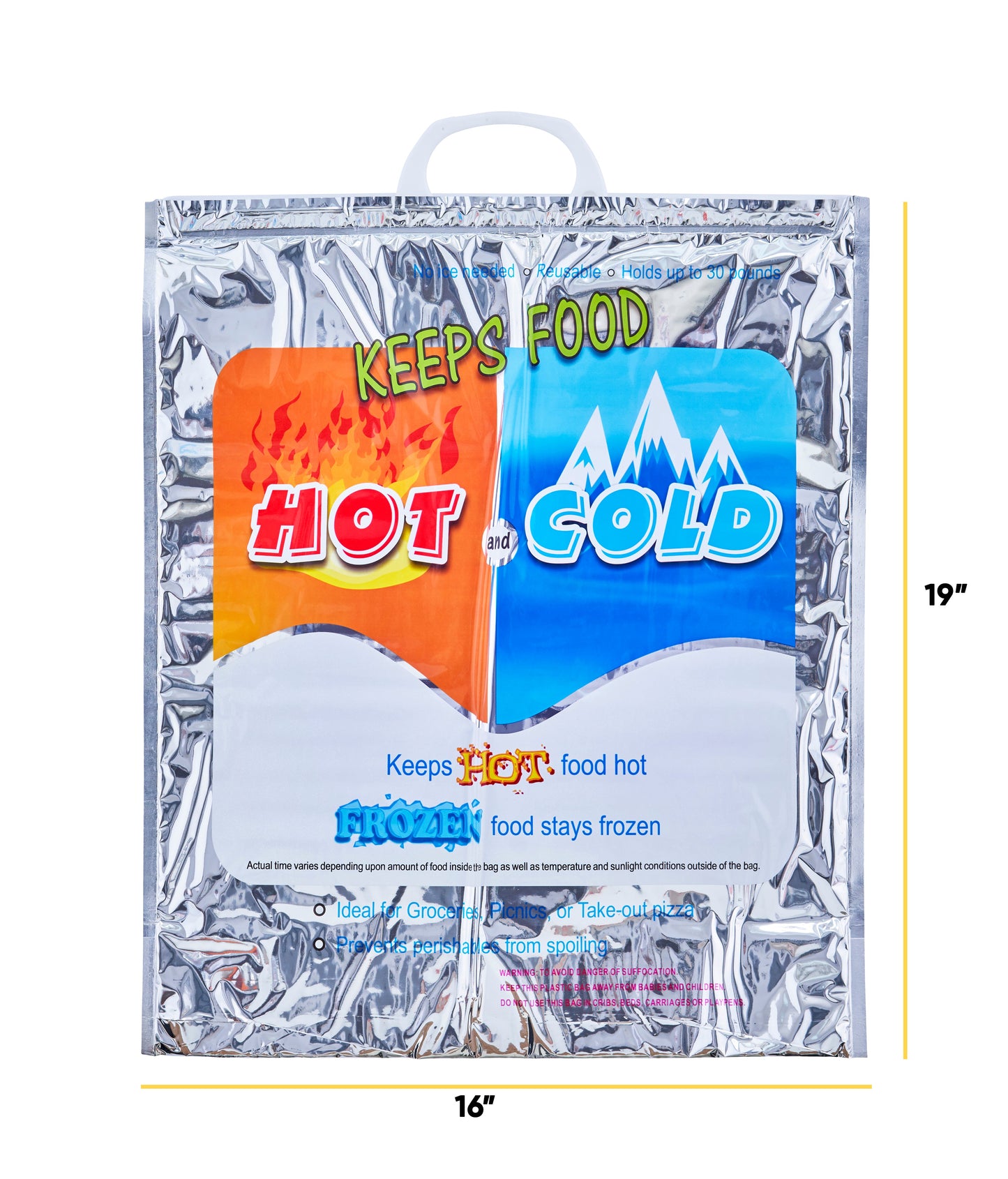 Hot and Cold Reusable Insulated Bag 16"x19" - 72 Pack