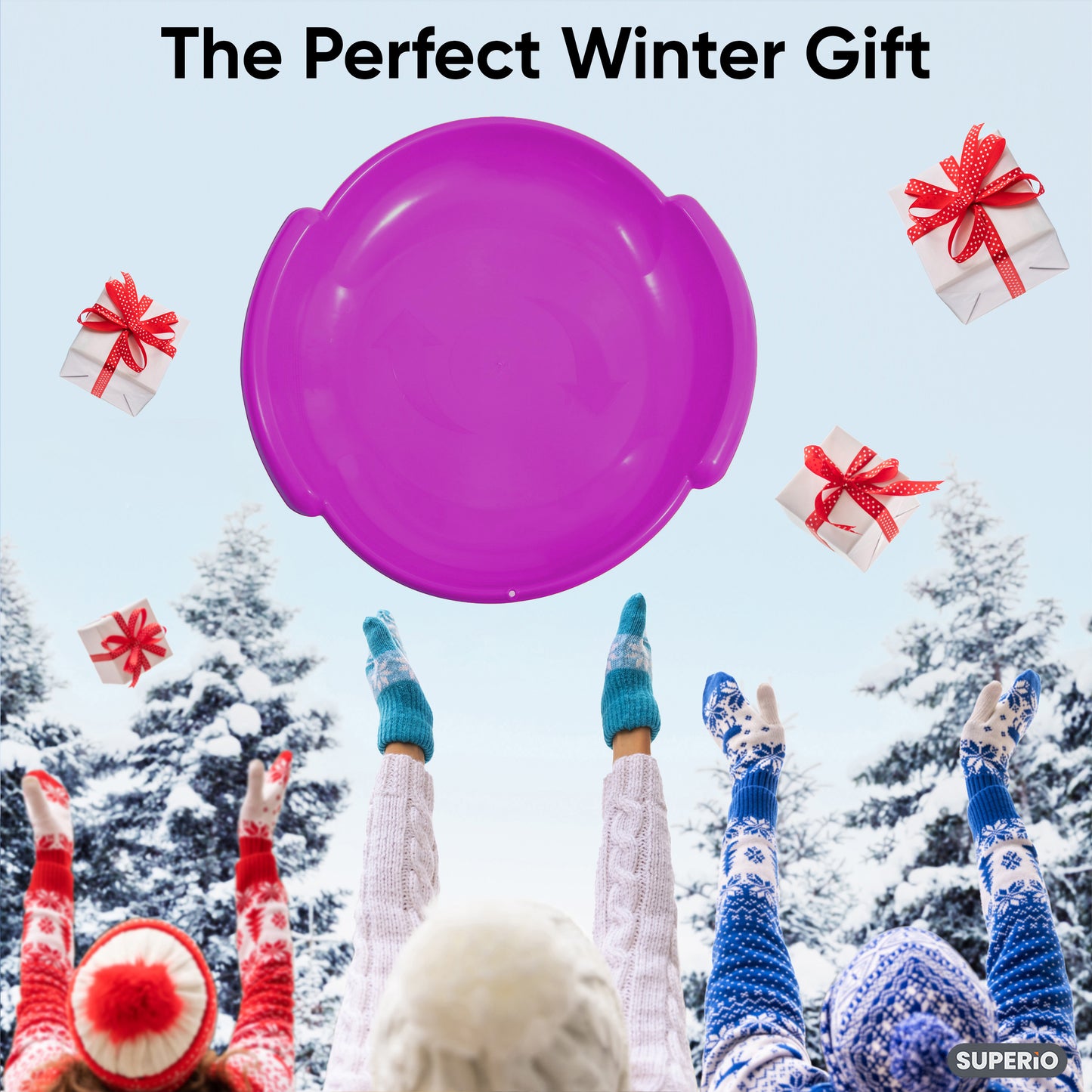 Superio Round Snow Saucer Sled, 24" Fuchsia Pink