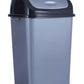 large Swing Top Trash Can, 13 Gal / 52 Qt - Grey and Black