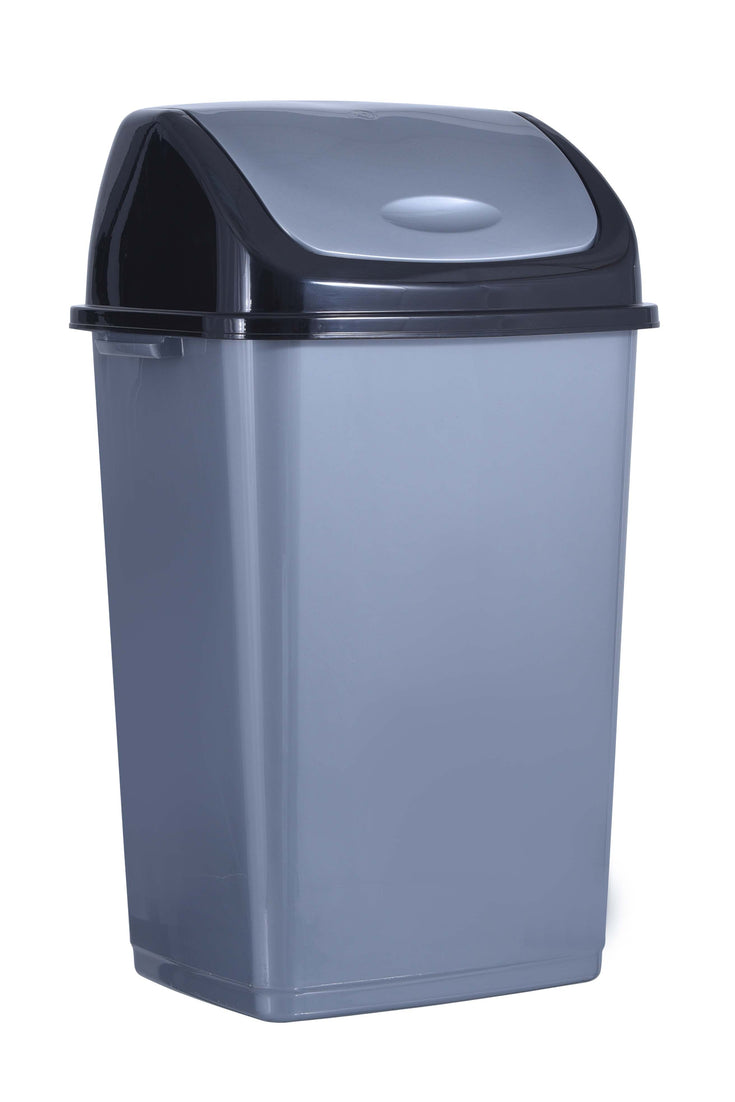 Superio Swing Top Trash Can. 50 L/13 Gal.-Black and Grey, image size:735x1102