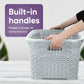 Wicker Style Laundry Basket with Cutout Handles, 50 Liter - White Smoke