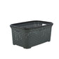 Wicker Style Laundry Basket with Cutout Handles, 50 Liter - Onyx Grey