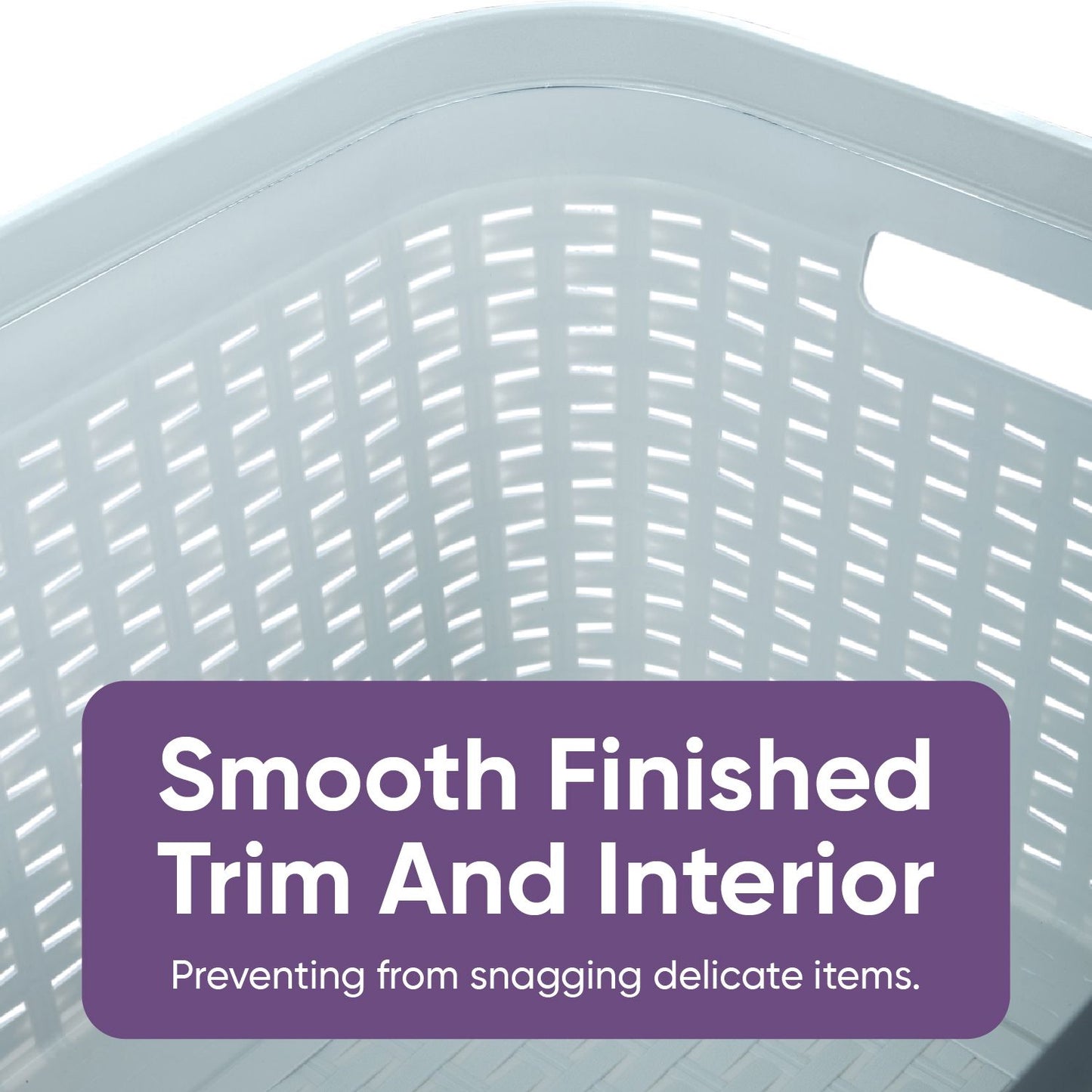 Wicker Style Laundry Basket with Cutout Handles, 50 Liter - White Smoke