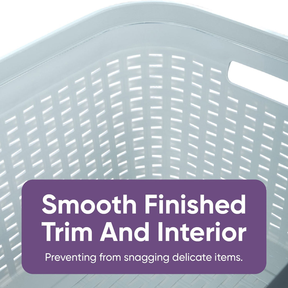 Wicker Style Laundry Basket with Cutout Handles, 50 Liter - White Smoke