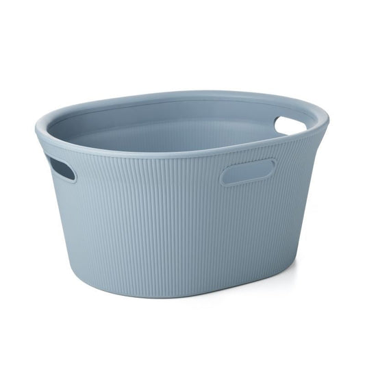 35 Liter Ribbed Laundry Basket Stone Blue