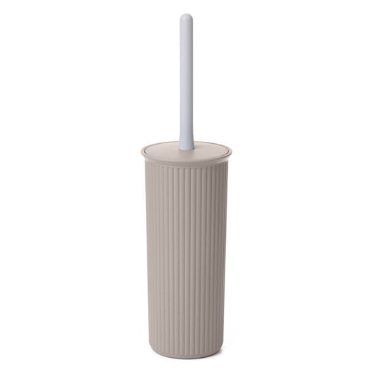 Ribbed Toilet Bowl Brush and Holder Taupe
