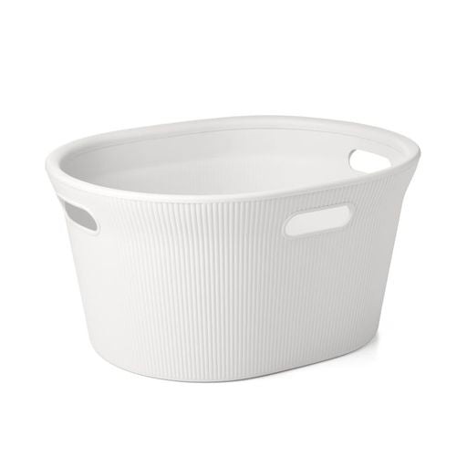 35 Liter Ribbed Laundry Basket White