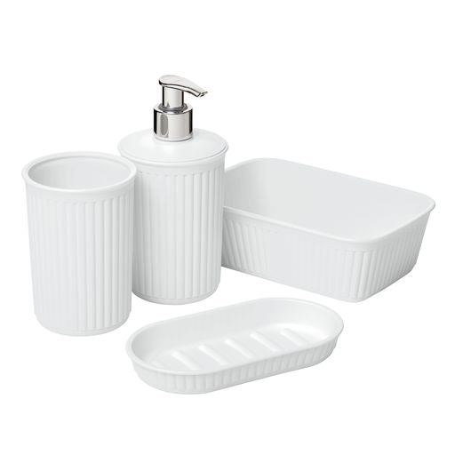 Set of 4 Bathroom Accessory Set White Smoke