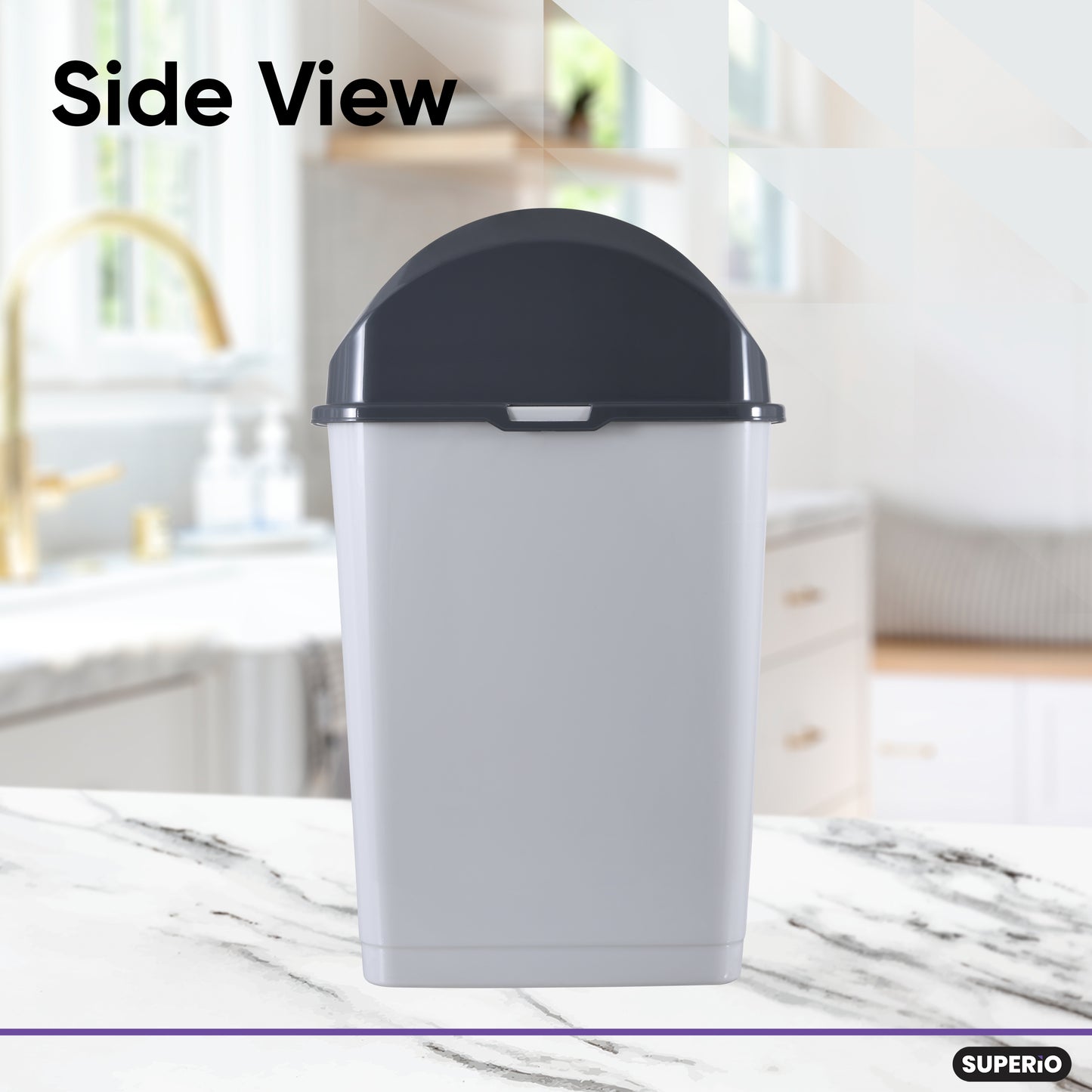 Swing Top Trash Can, 37 Qt - White Smoke