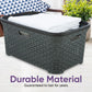 Wicker Style Laundry Basket with Cutout Handles, 50 Liter - Onyx Grey